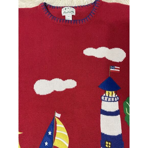 Quacker Factory Novelty short sleeve pullover sweater 3X lighthouse ocean - Picture 4 of 7